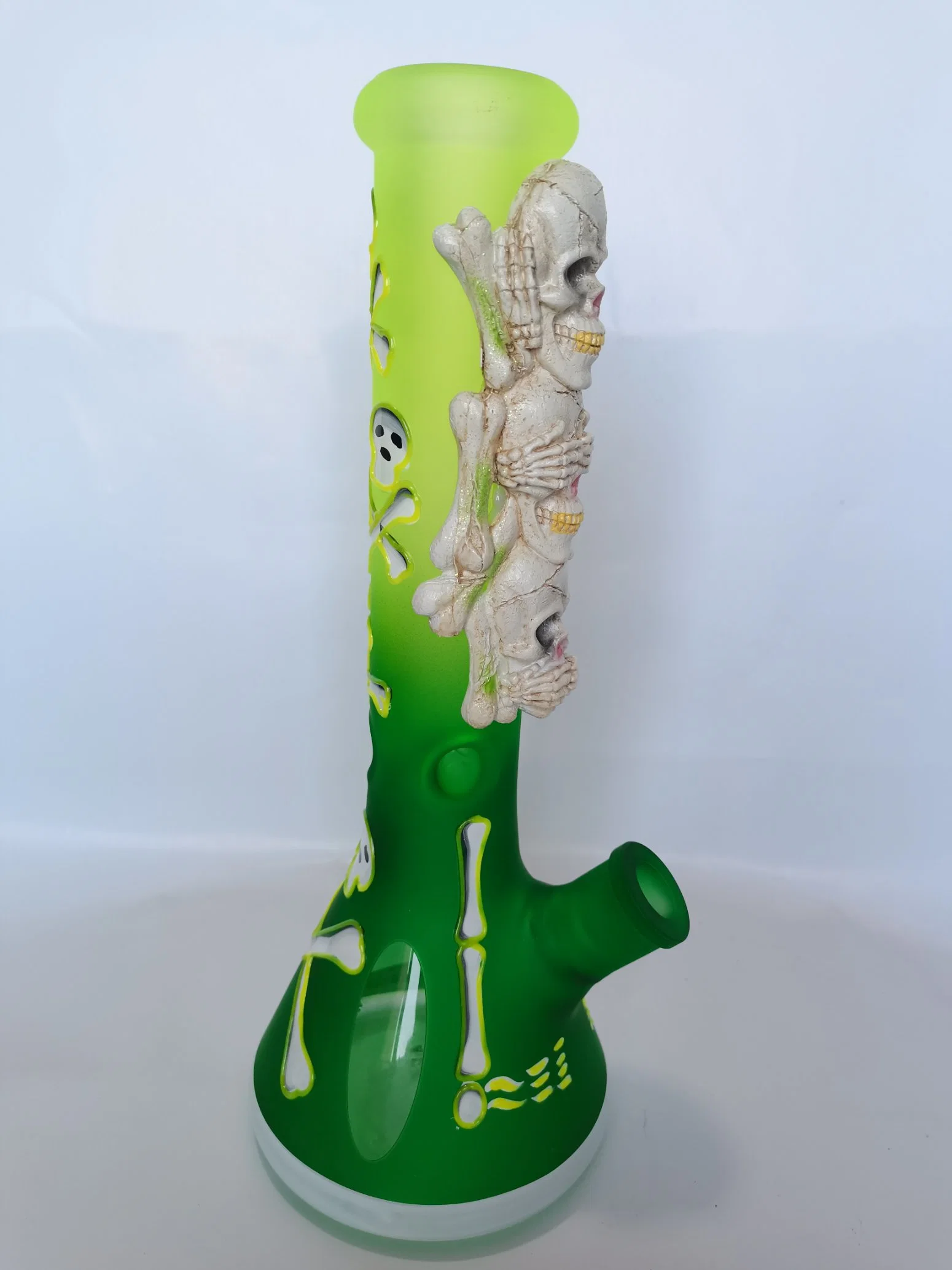 3D Hand-Painted Big Skull Beaker Base Glass Water Pipes