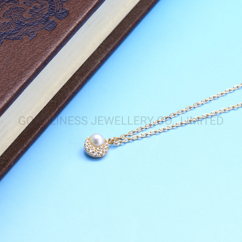 Summer New 925 Silver Twilight Moon Natural Pearl Diamond Necklace Female Wholesale/Supplier