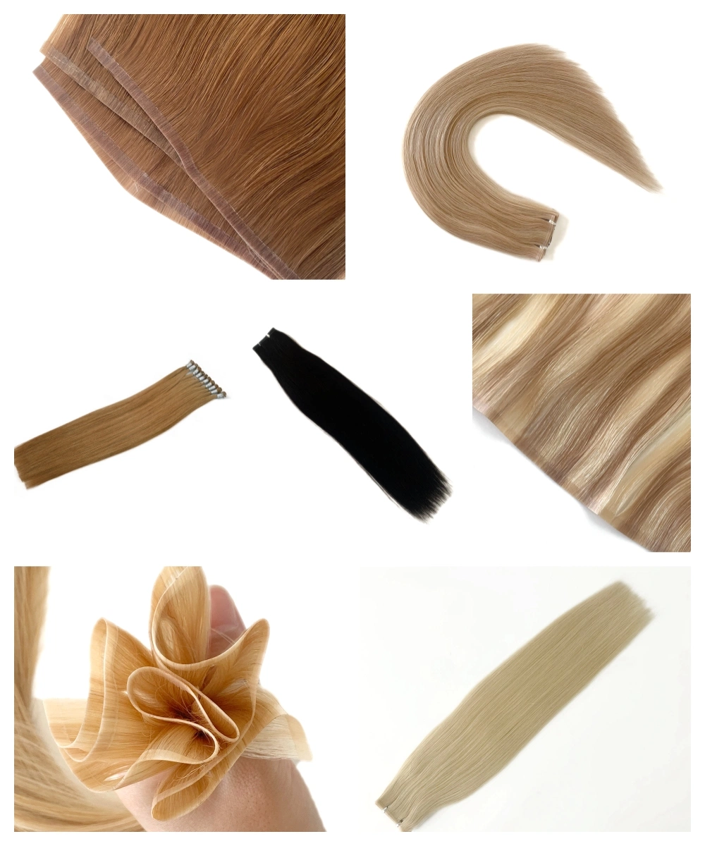 New Design PU Skin Weft Hand Tied Mini Flat Weft for Salon Remy Hair