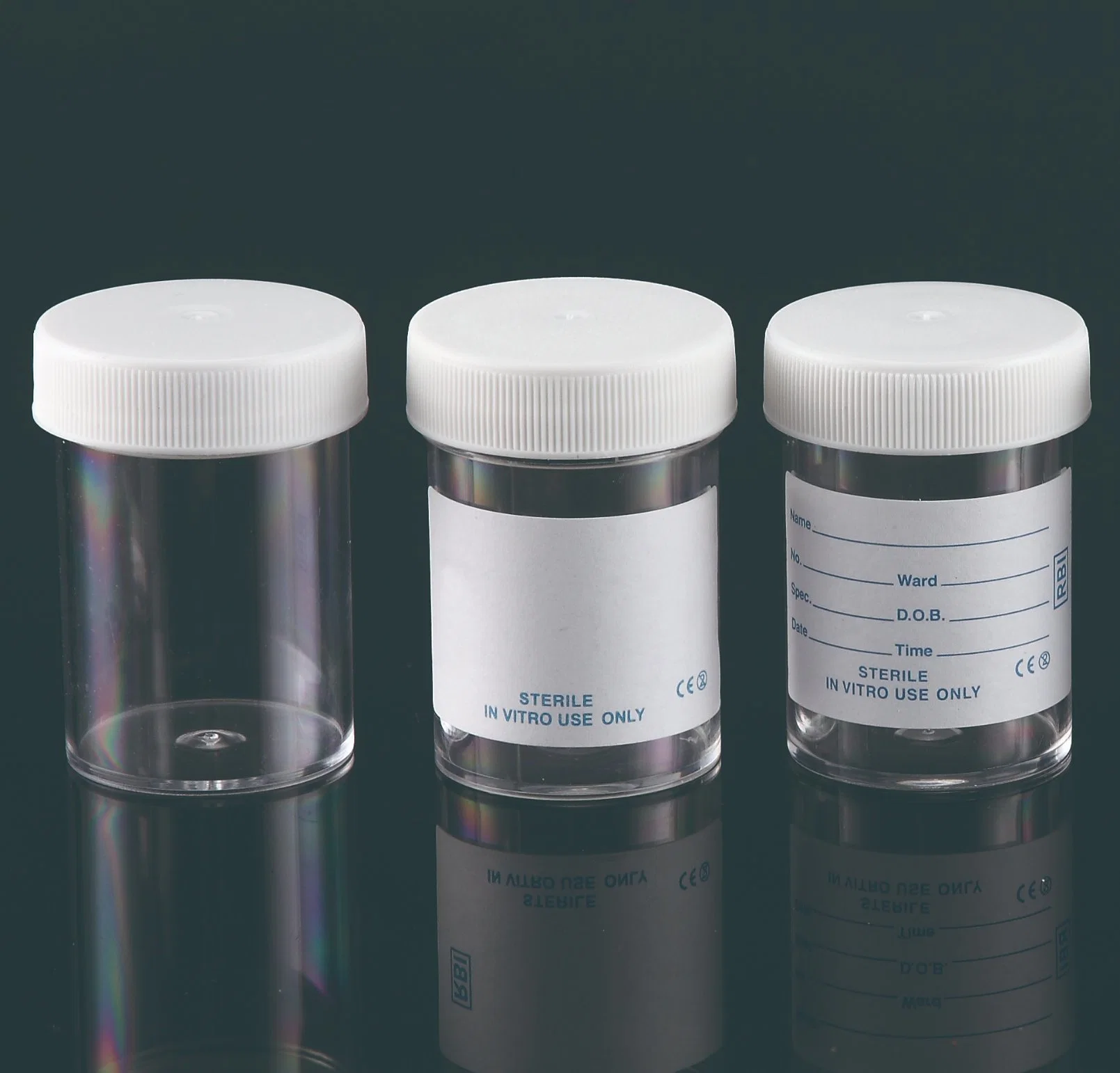 Ce Marked PP 60ml Universal Specimen Containers with Screw Cap and Plain Label