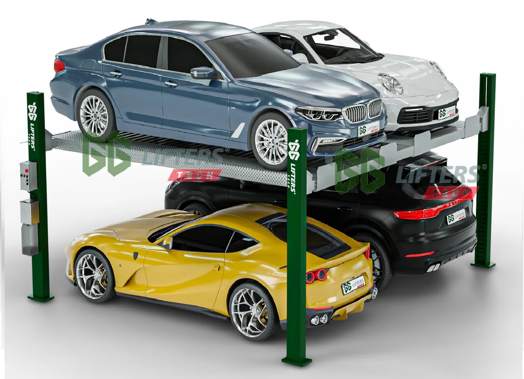 4 post car parking system side by side double wide car parking lift automatic parking lift garage equipment auto lift