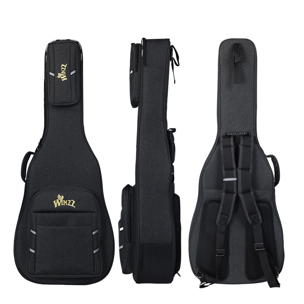 Black Acoustic Guitar Bag 41inch Guitar Bag Hard Case 900d Waterproof Oxford Cloth with Breathable Pad on Back (BGW9028)