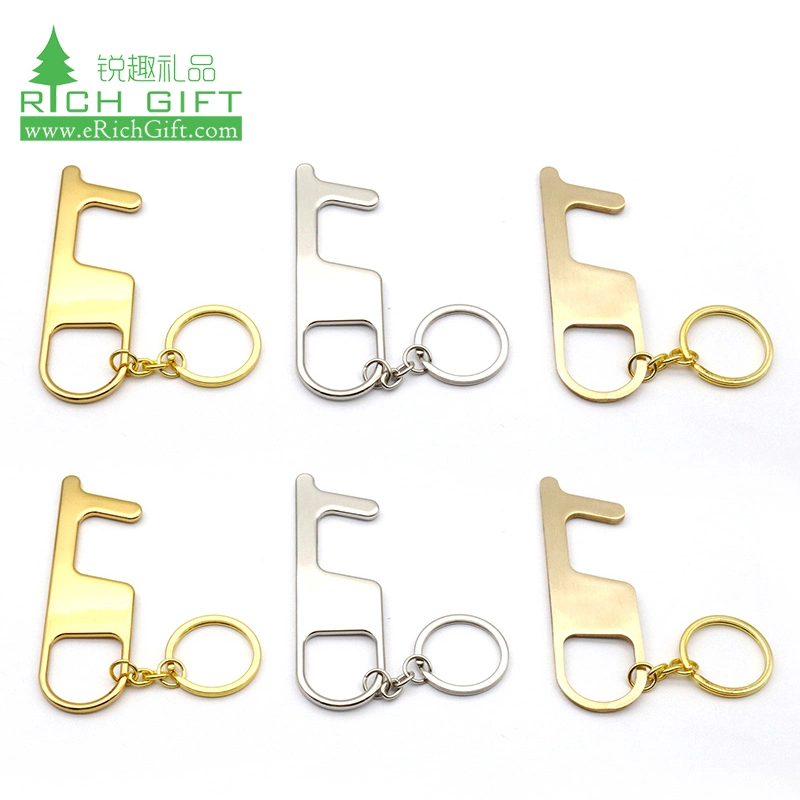 New Design Daily Carry Personal Keychain Brass Antibacterial Sliding Contactless Hygienic Touch Germ Hands Free Sanitary Key Chain Door Opener