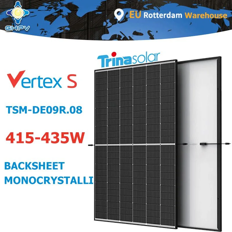 Trina Solar Entrepôt de Rotterdam Vertex S Tsm-De09r. 08 Modules PV 415W 420W 425W 430W 435W Panneaux Solaires Noirs