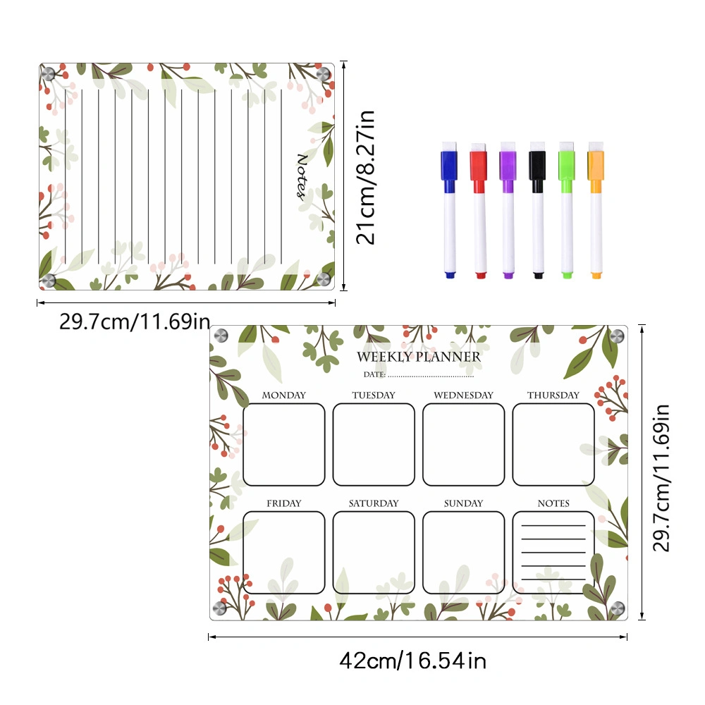 3D Acrylic Week Plan Note Message Board Erasable Magnetic Refrigerator Stickers