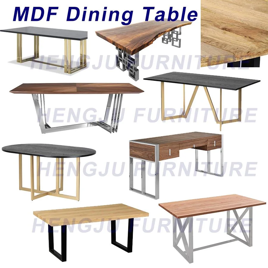 Mesa de acero inoxidable moderna, muebles de comedor