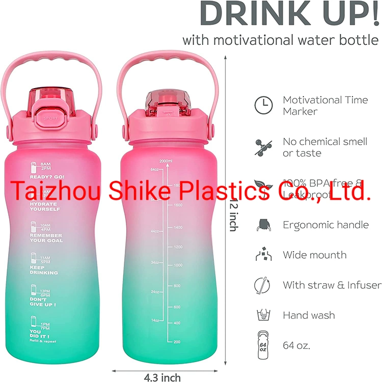 Plastic Half Gallon Water Bottle BPA Free Water Bottles Leakproof Water Jug with Handle for Gym Fitness Home