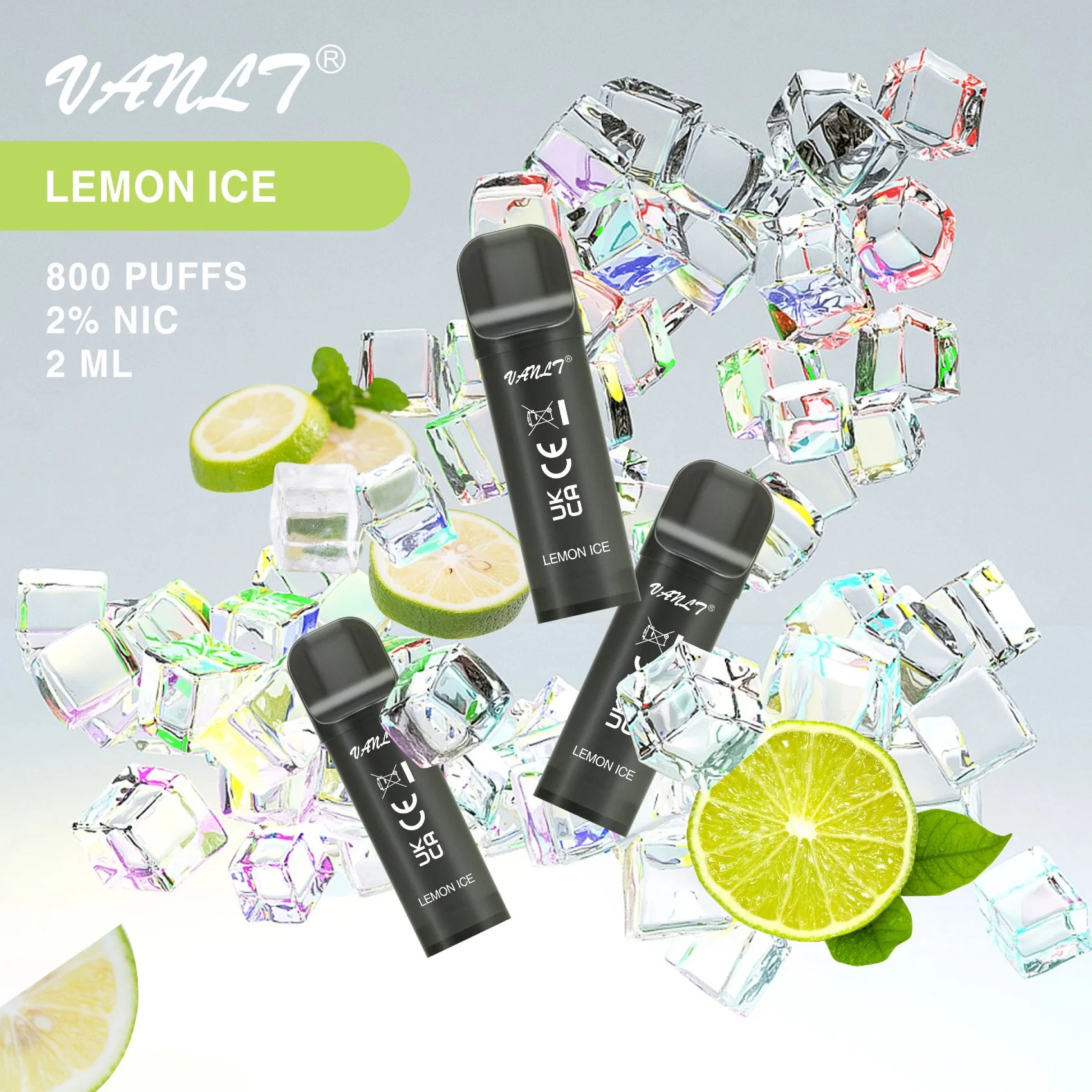 Puff Distribuidores Vanlt Kits de Pod 800 inhalaciones Limón hielo Vape desechables Elf