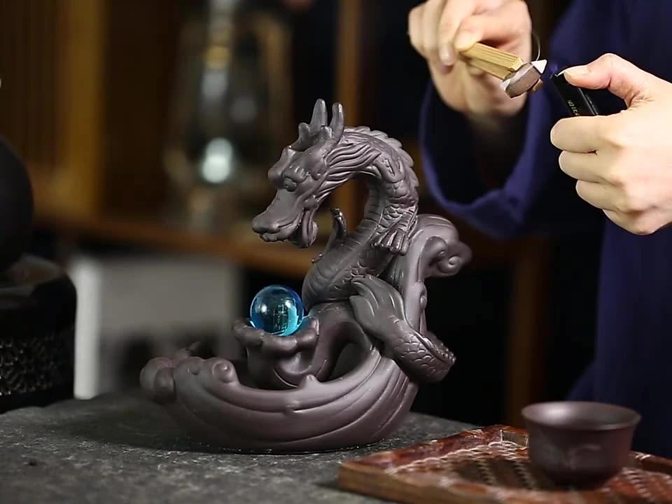 Ceramic Incense Burner Resin Dragon Marble Arabic Supplier Wholesale/Supplier Custom Incense Packaging Smoke Backflow Incense Burner Christmas Gift