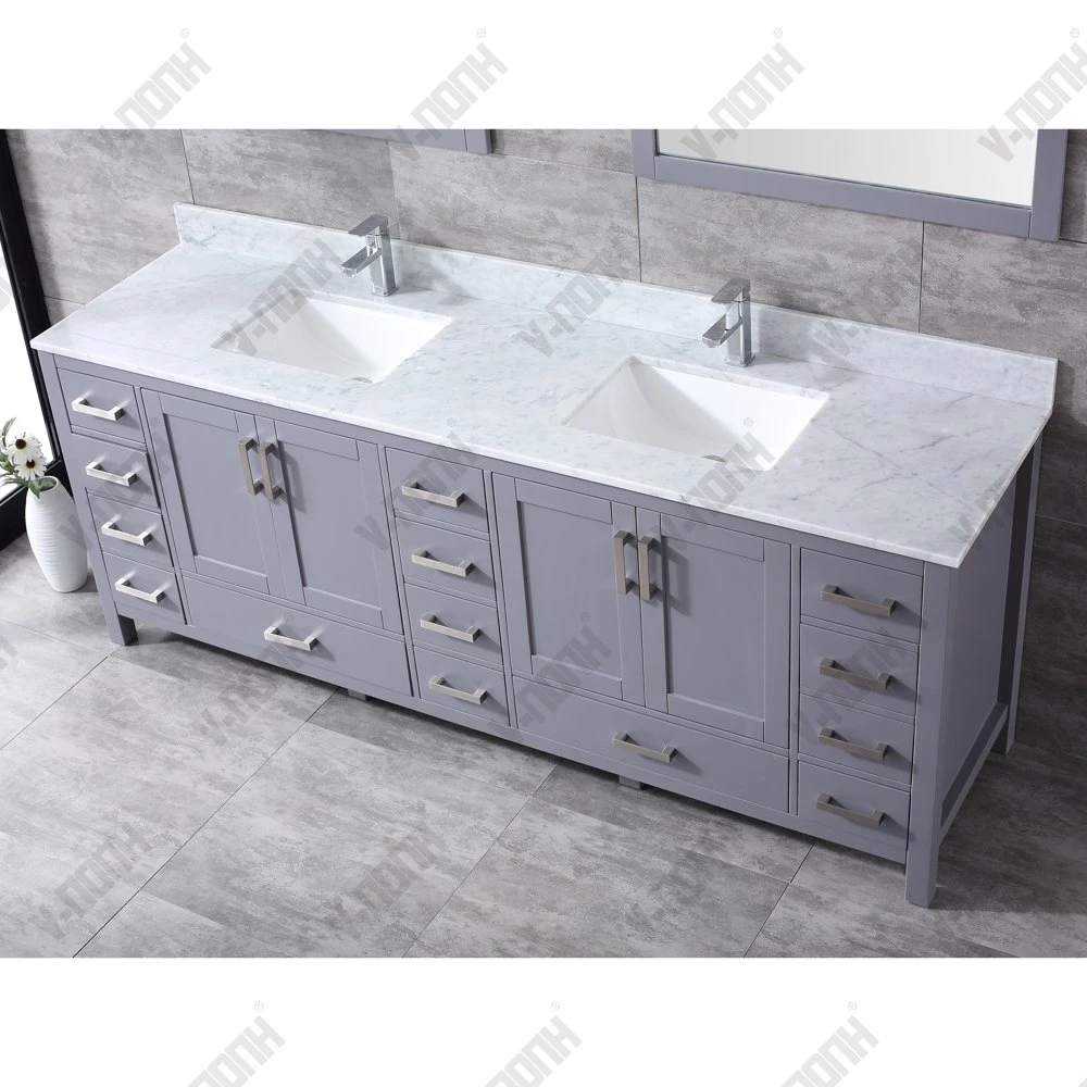 Super Large 84 Inch Solid Wood Double Bathroom Vanity Cabinet Set