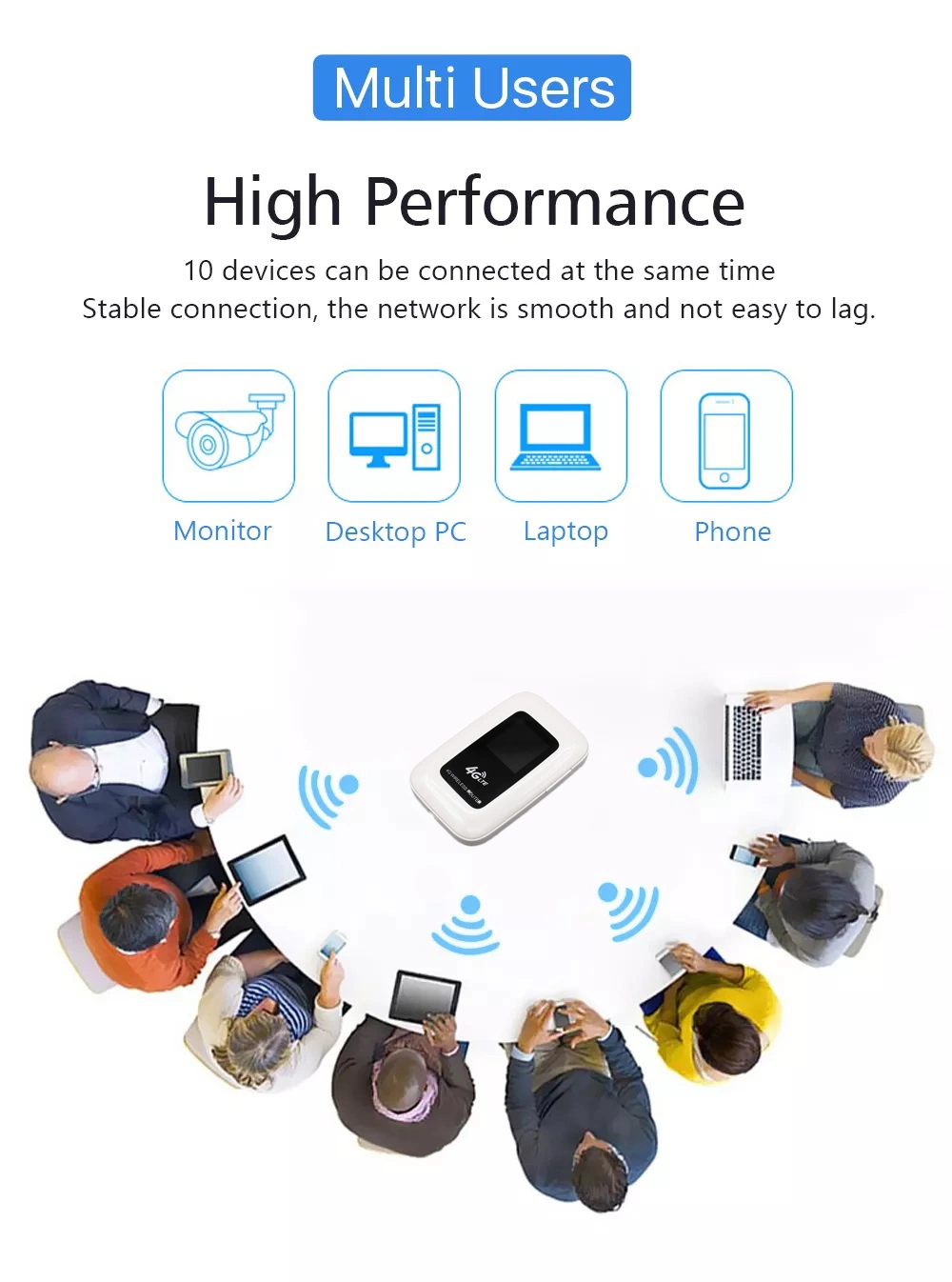 Sunhans 3G 4G LTE Hotspot de Bolso Mifi Cat4 Rede sem fio a um roteador com slot para cartão SIM e construir em bateria router WiFi