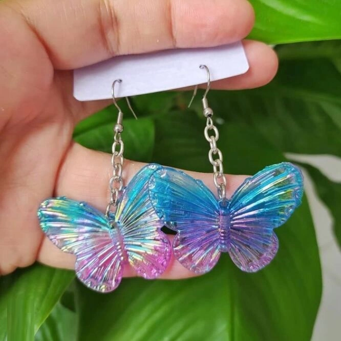 Wholesale/Supplier Jewelry Gifts Butter-Fly Big Statement Drop Earrings Women Girls Cute Animal Hanging Transparent Resin Earrings