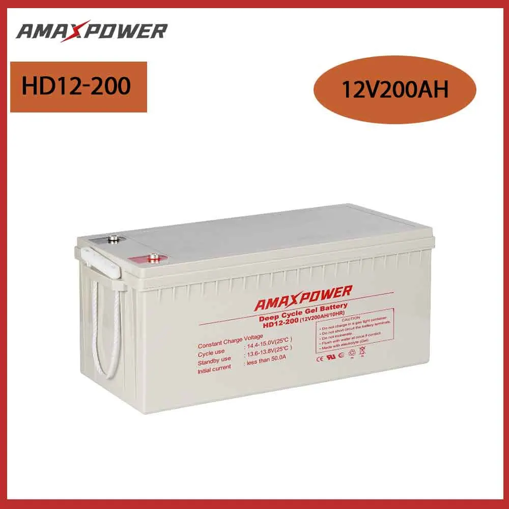 Amaxpower 12V200ah Deep Cycle VRLA Gel Battery Maintenance Free Battery Pack for UPS/Solar and Wind/Emergency System/Electric Powered Vehicles 12V 200ah