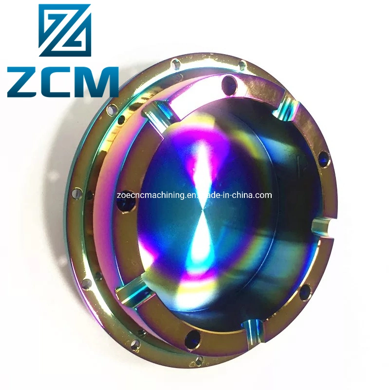 Customized Metal Steel Alloy CNC Turned Rainbow Colo PVD Electroplate Stainless Steel Base Cover Cap Manufacturing
