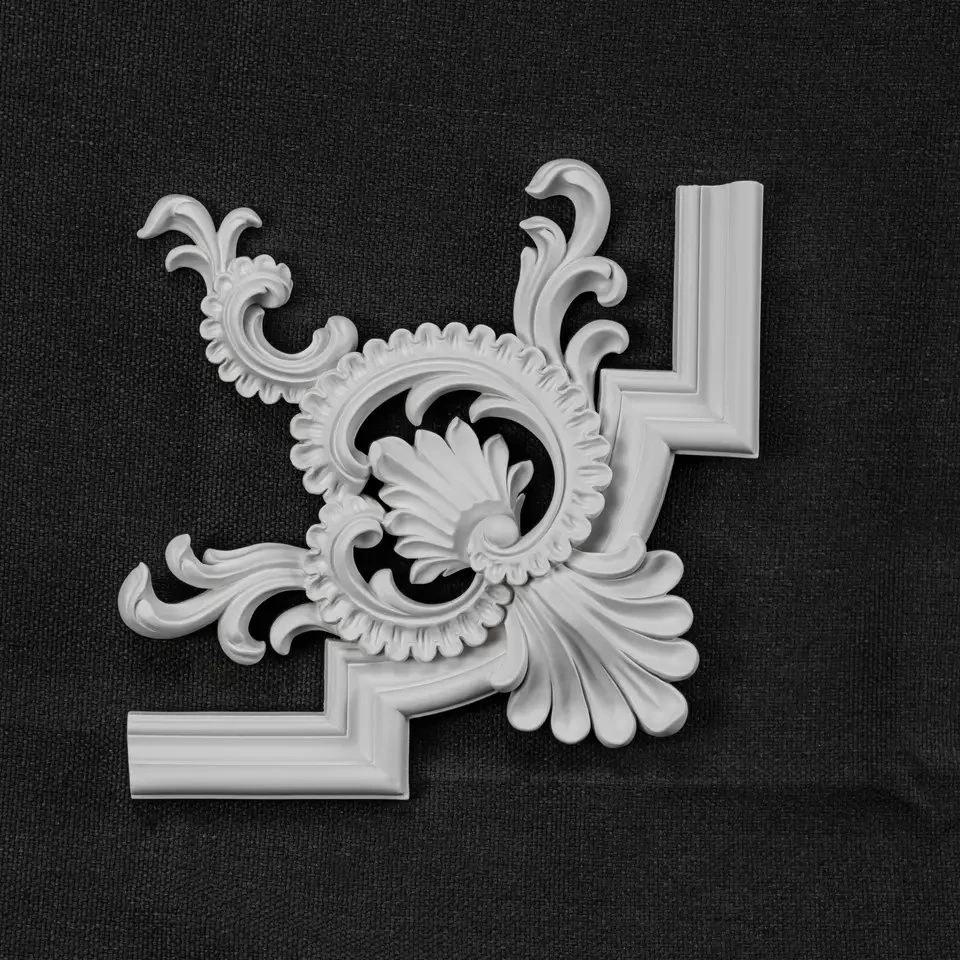 High Quality Primed White Polyurethane PU Decorative Ceiling Corner Molding Veneer Accessories Ornaments