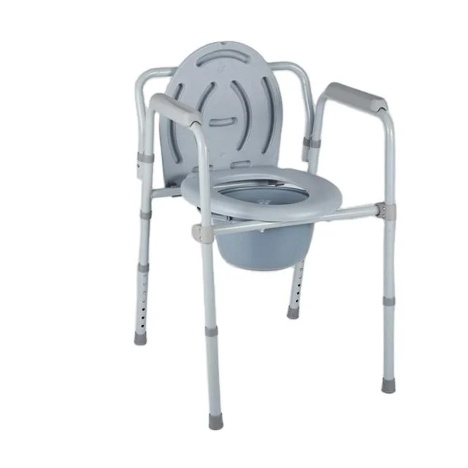 Foldable Commode Chair PVC Soft Seat Steel Pipe Toilet Chair