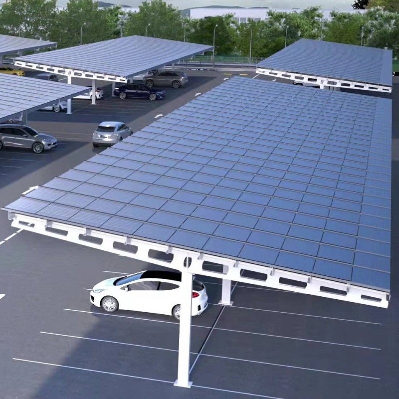 Stationnement de voiture solaire de type T avec station de charge solaire Supports de montage de panneaux solaires