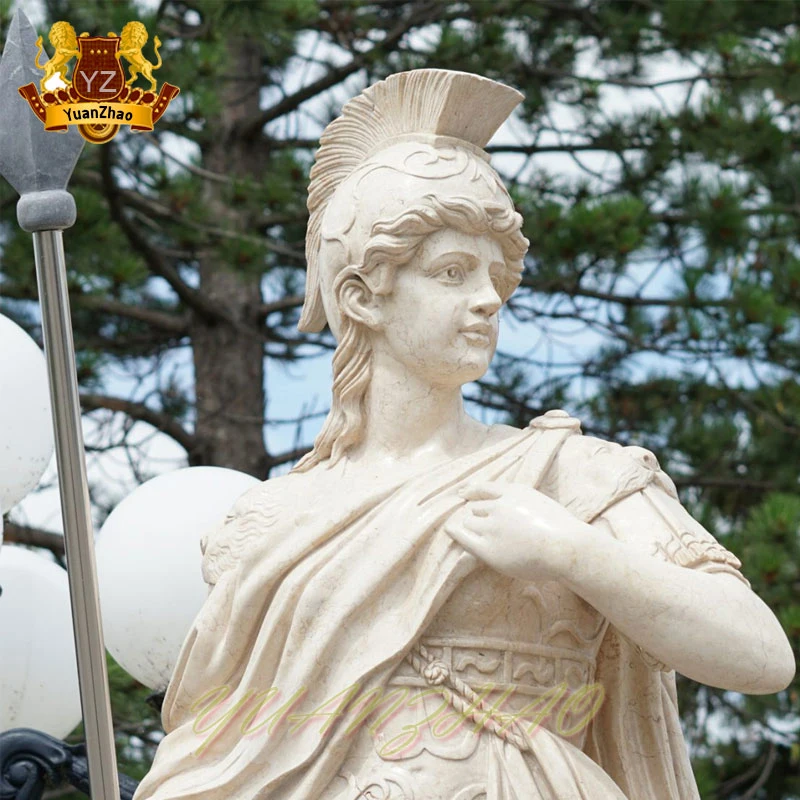 Outdoor Decoration Marble Sculpture Guard Large Size Natural Marble Stone Roman Soldier Marble Sculpture