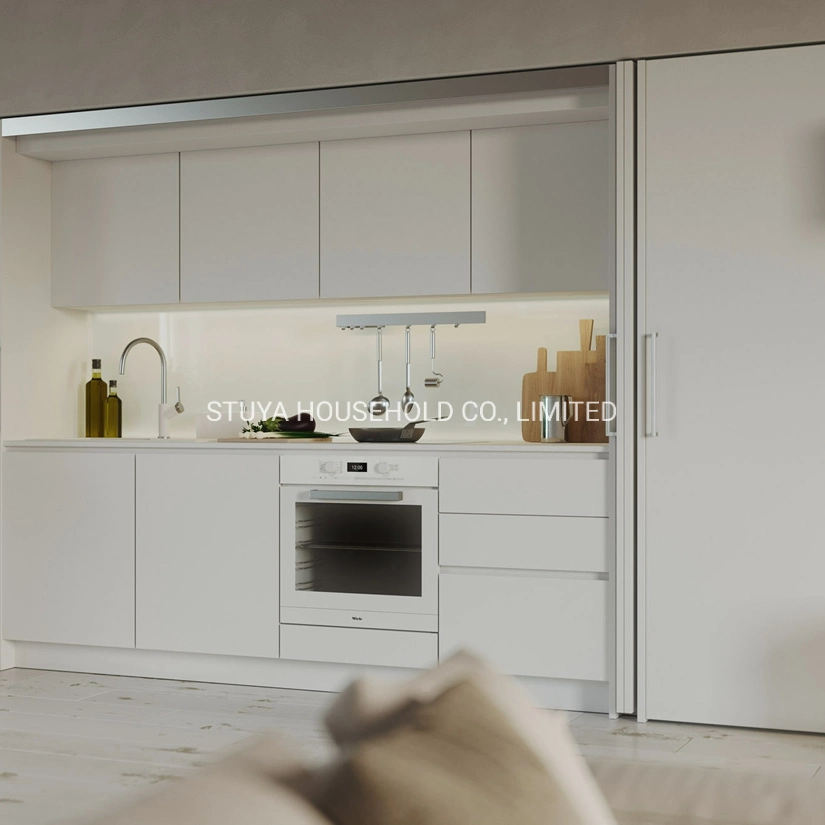 Moderner Stil Einfaches Design Foshan Möbel White Lack Küche Zuhause Möbel Küchenschrank