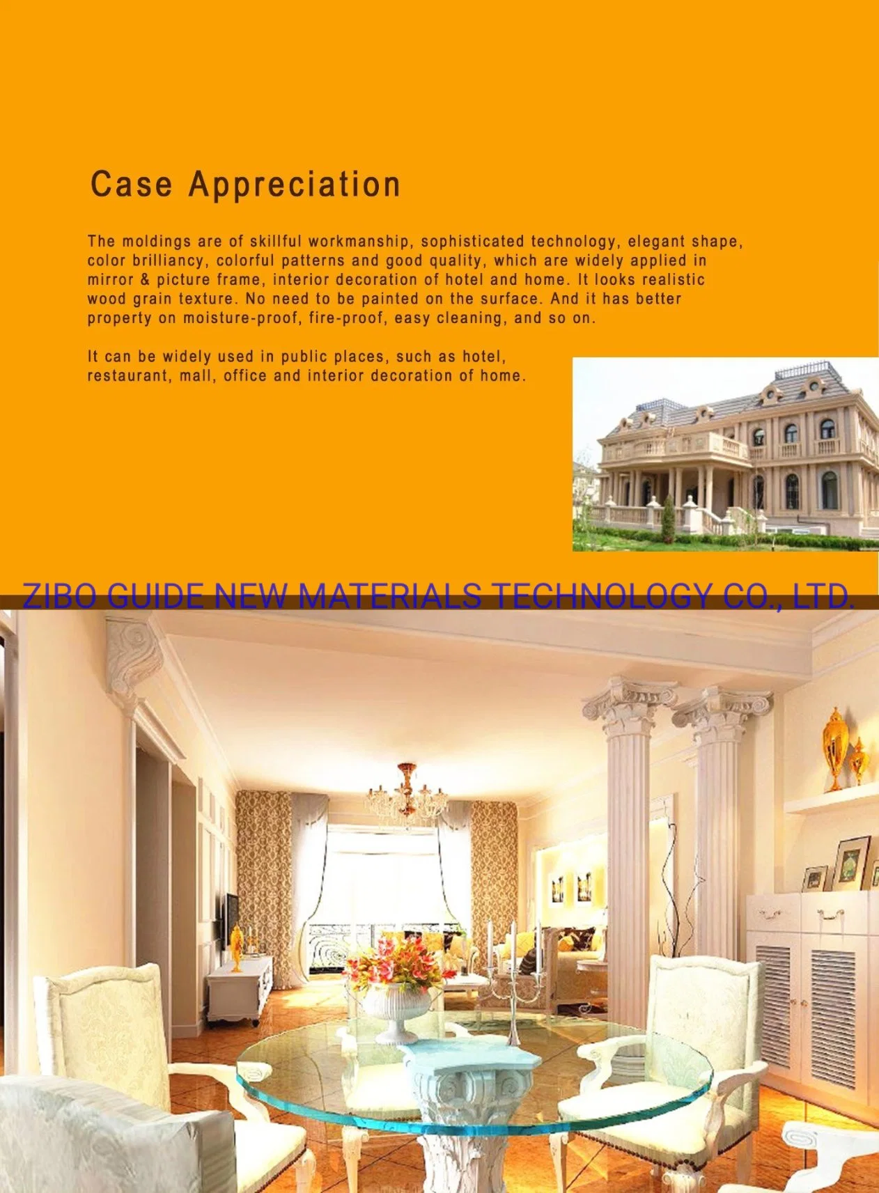 Case Appreciation Moulded Polyurethane Foam for Building Decoration