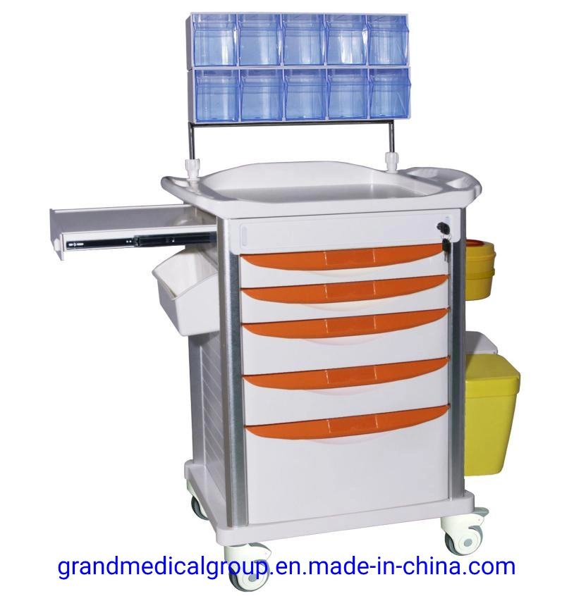 Hospital Furniture Manufacture Medical Emergency Cart Anesthesia Trolley for Hospital