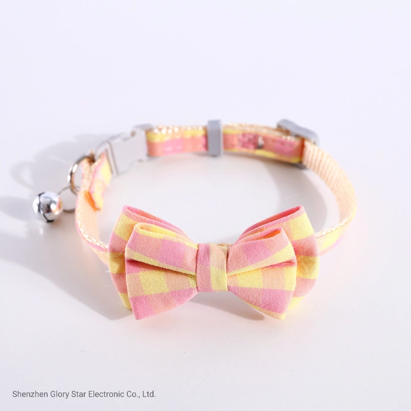 Small Pet Dog Products Plaid Bow Tie Bell Cat Collar