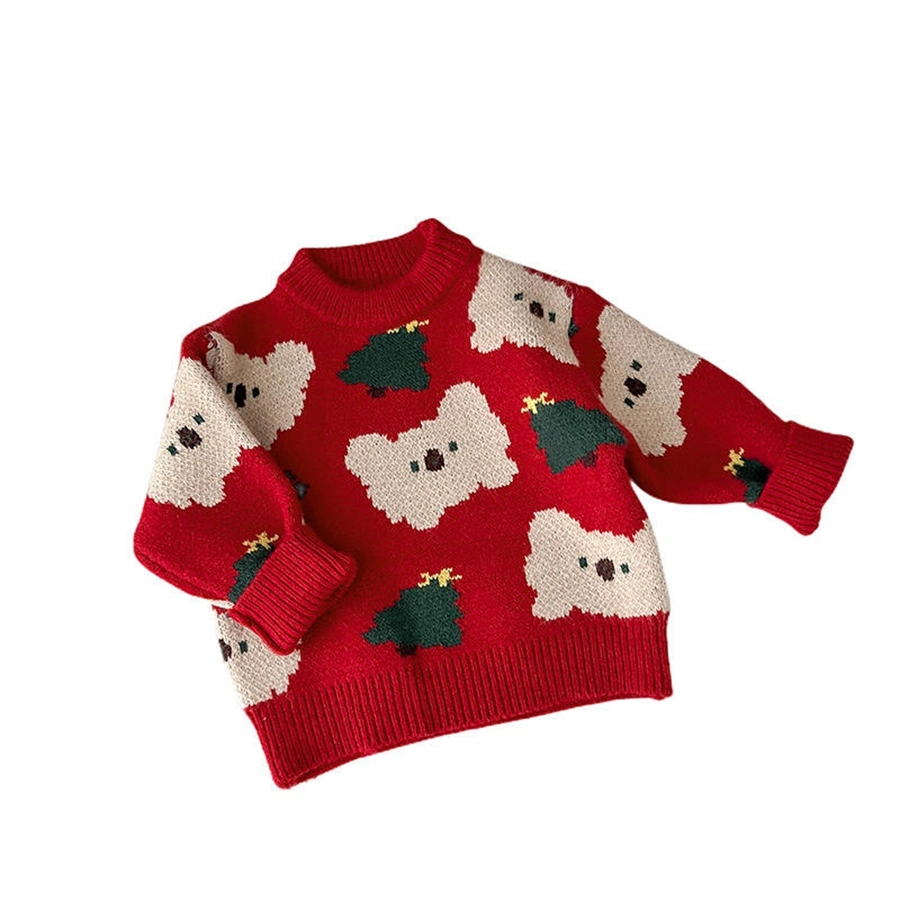 Christmas Custom Logo Winter Newborn Baby Boy Knit Sweater Pullover Infant Knitted Sweater Jumper Kids Girl Long Sleeve Top