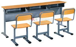 كراسي مكتب للكتابة في المدارس لثلاثة طلاب / أثاث المدرسة مكتب معدني وكراسي/مكتب المدرسة وكراسي خشبية