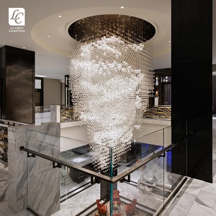 Waterfall Lighting Hall Hotel Large Project Chandelier Custom