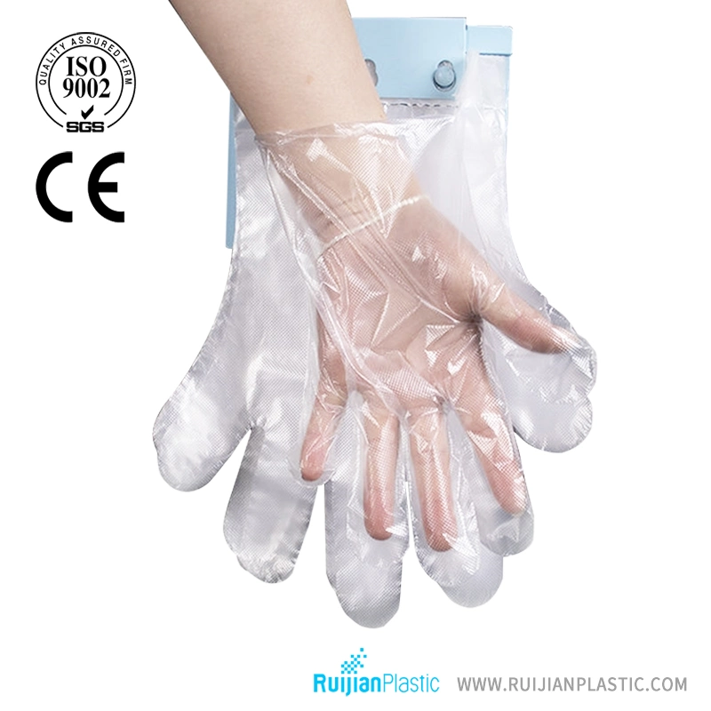 Disposable PE Gloves with Hanging Header Card Blocked Gloves for Kitchen Gas Station