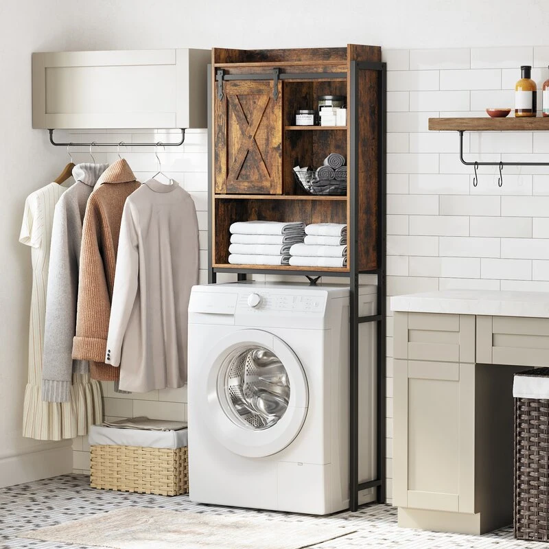 Wood Over-The-Toilet Storage Bathroom Cabinet with Sliding Doors