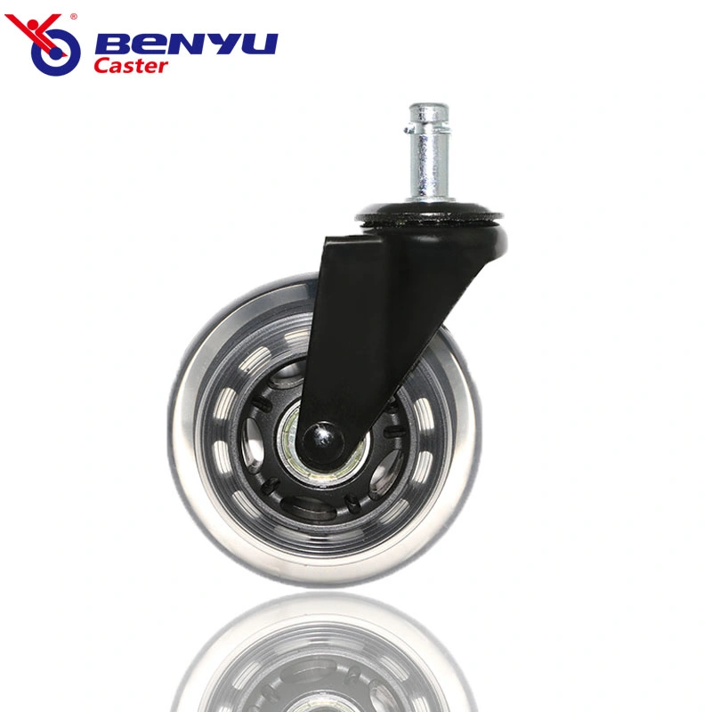 75mm Medium Duty Black Transparent Furniture Swivel Wheel Caster