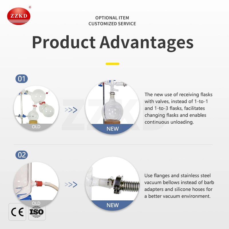 Sistema de evaporador de curto percurso de película fina de vácuo de laboratório destilação de caminho curto Kit para purificação de óleo de cânhamo essencial extração EUA Depósito em Stock