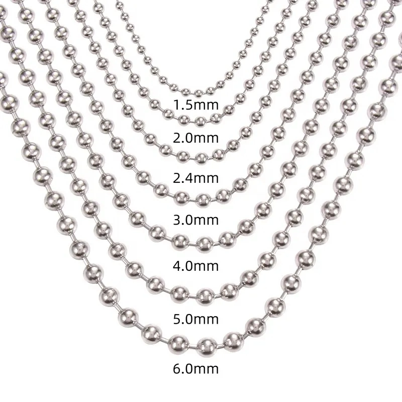 High Quality Stainless Steel Silver Necklace Bead Chain Ball Chain for Roller Blinds Men Women Necklace