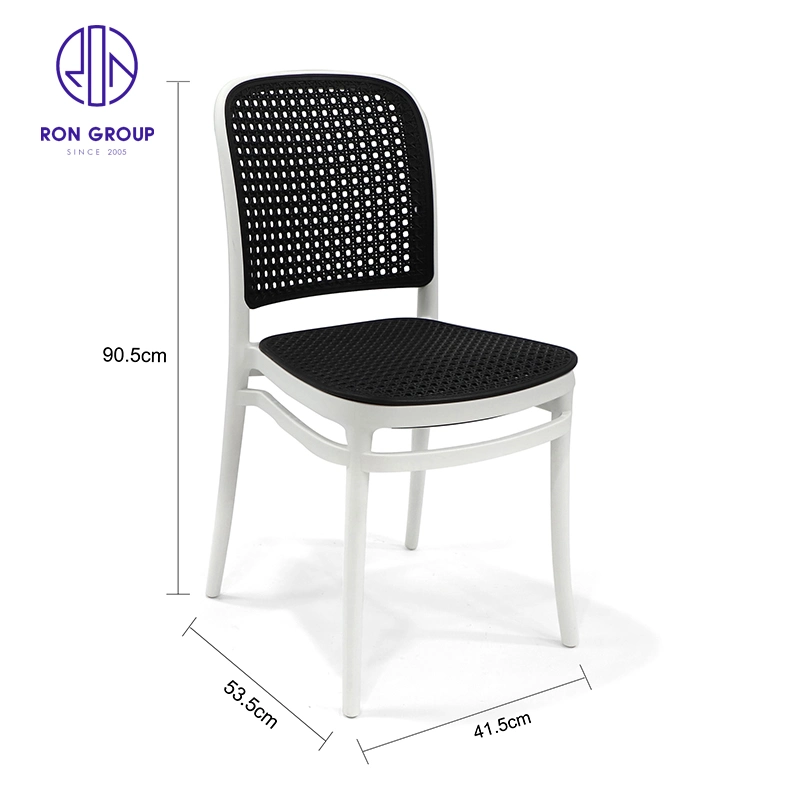 Chaise en plastique PP avec dossier pour salle à manger en gros, mobilier de restaurant et d'hôtel de haute qualité pour loisirs, mariage et événement.