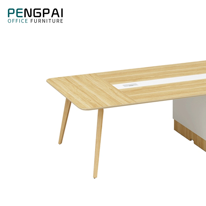 Luxo personalizado 10 Pessoa Maple branco inteligente grande mesa de conferência