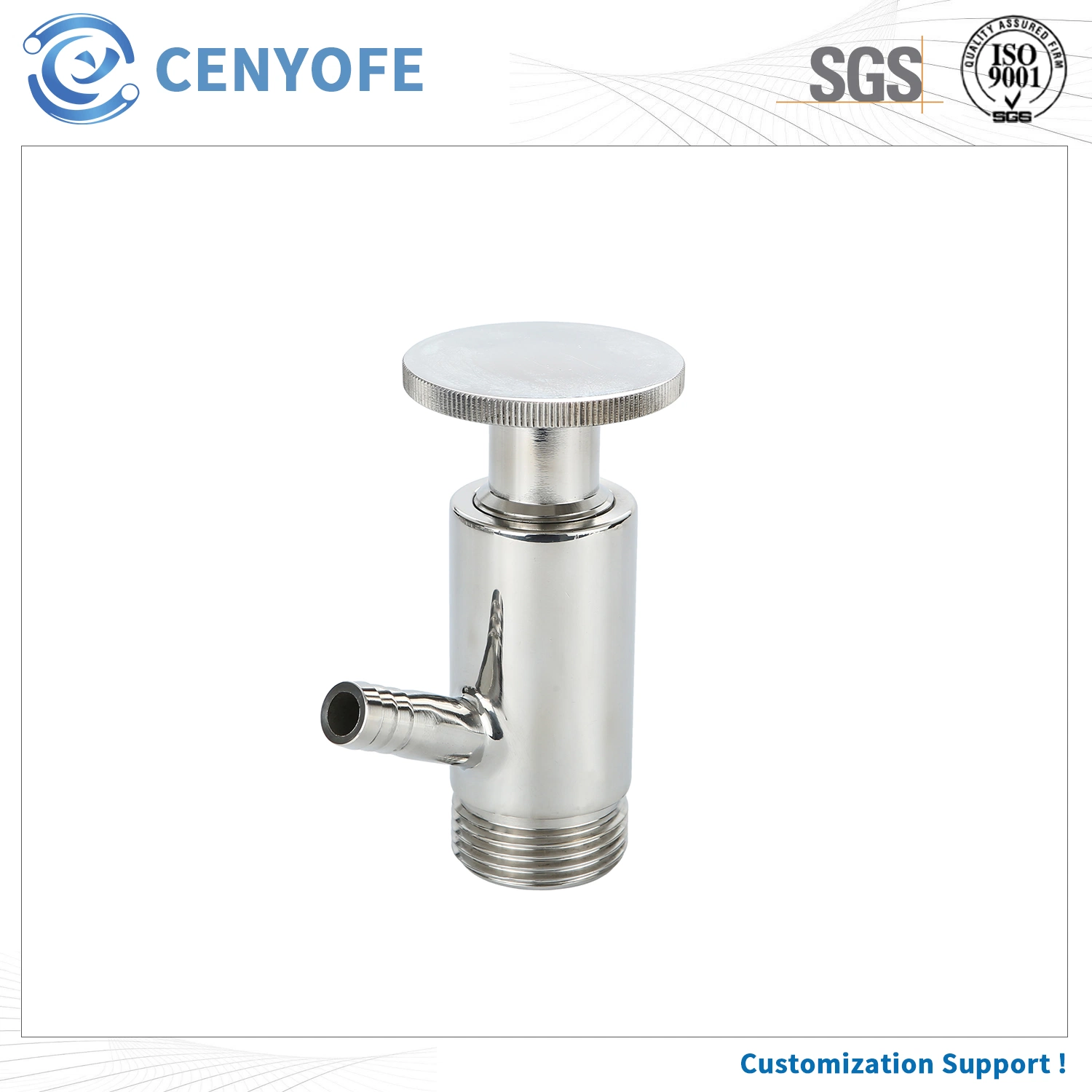 Food Grade Hygienic Stainless-Steel Round Handwheel 304/316L Threaded Aseptic Sampling Valve