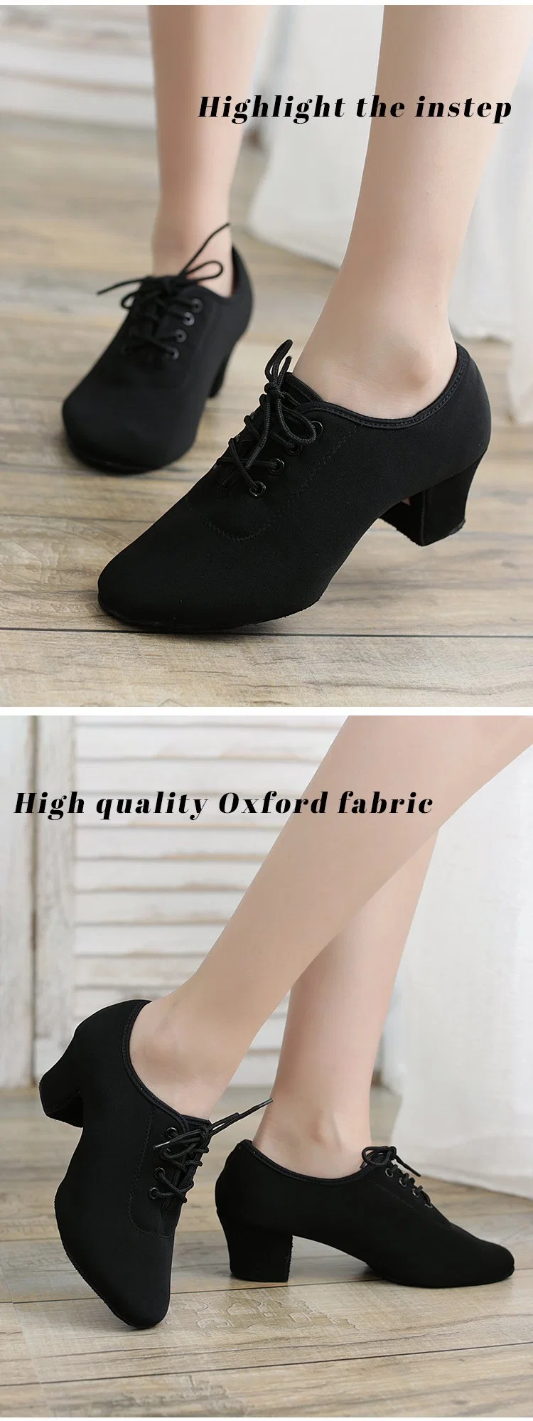 Latin Dance Shoes Genuine Leather Sole Oxford Cloth Wear-Resistant Women's Social Dance Shoes 202