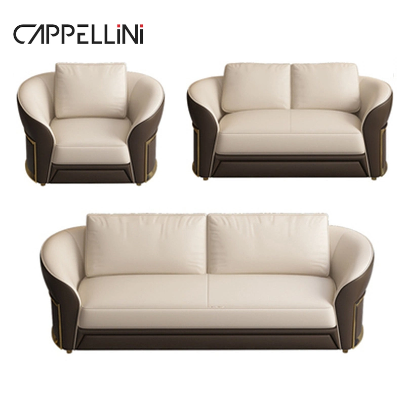 Italian Luxury Villa Sectional Sofa Modular Solid Wood Living Room Furniture Modern Design Genuine Leather Sofa Set