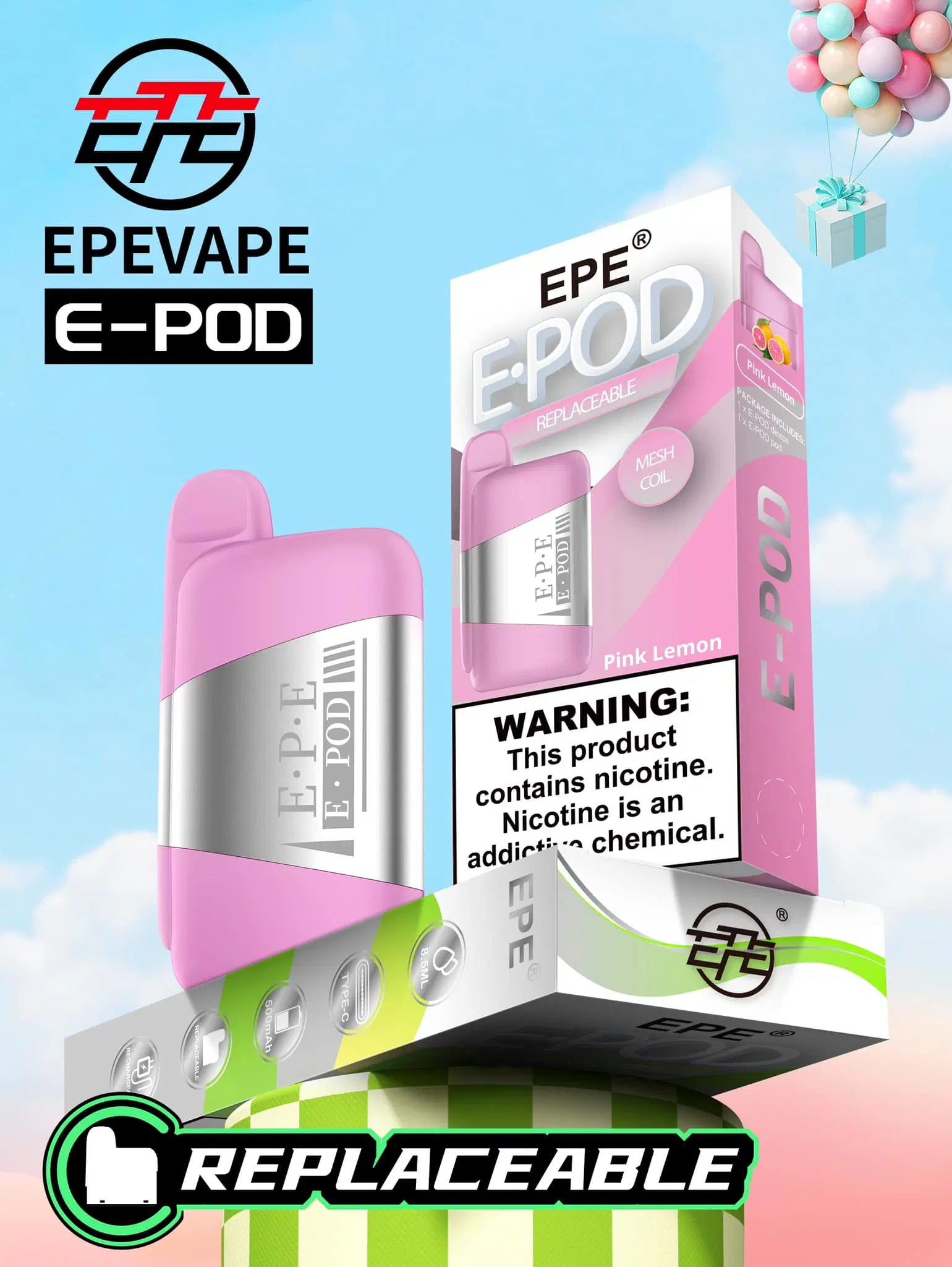 Factory Zbood Pilot Pods Vpro Jelly Qweet Fuze Gear 10000 Minicup Wdg Pod EPE E Pod Disposable/Chargeable Vape