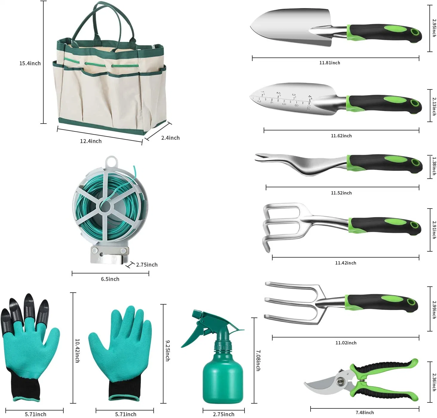 Garden Tool Set with Stainless Steel Trowel