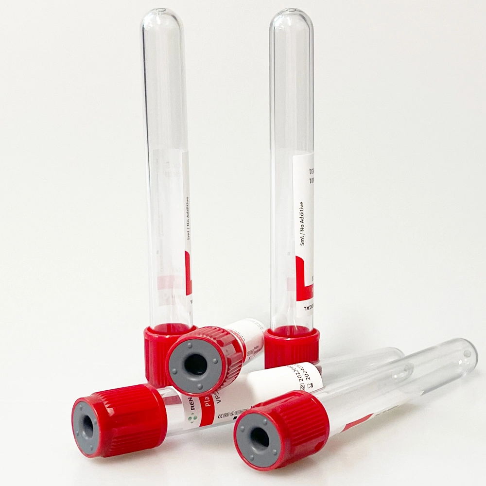 Disposable Medical Plain Red Cap Vacuum Blood Collection Tube