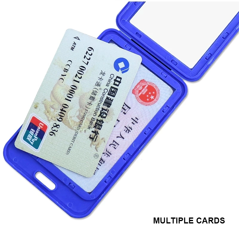 Custom Vertical PP Plastic ID Card Badge Holder Business Pass Tag Holder Office Work Card Case Holder with Lanyard