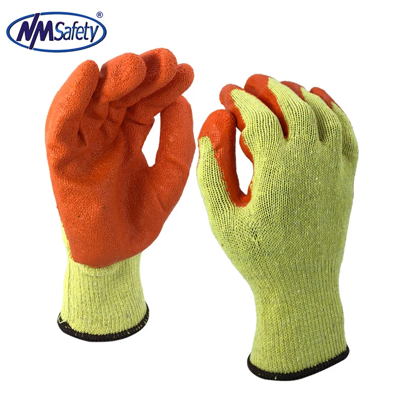 Nmsafety Cheap Wholesale/Supplier Polyester Coated Crinkle Latex China Safety Working Gloves