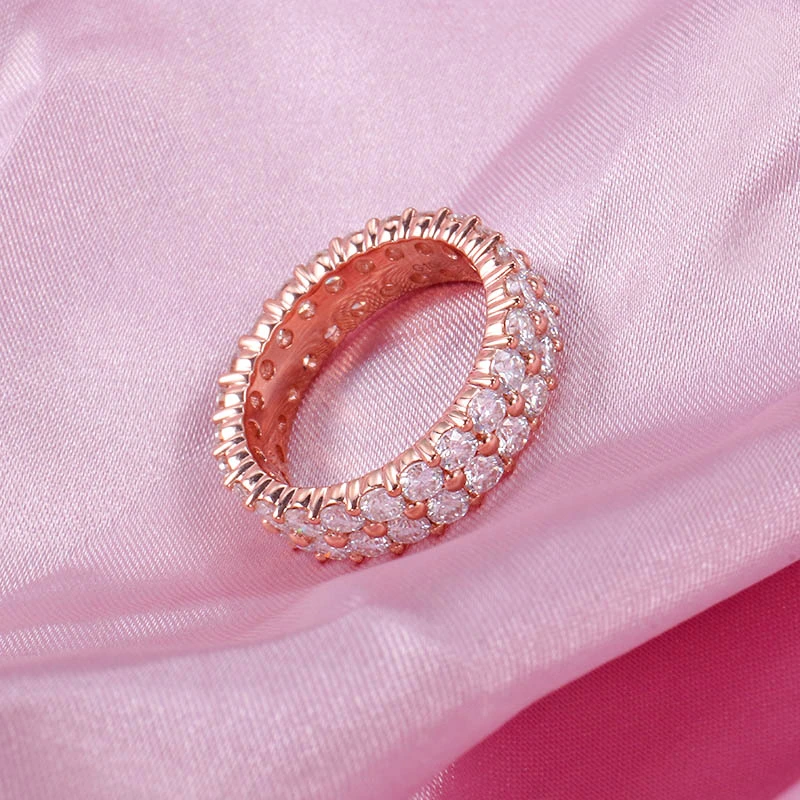 Provence Jewellery Ring 10K Rose Gold 2 Circles 2.5mm Moissanite Band Ring Is Suitable for Women as a Jewelry Gift Anniversary