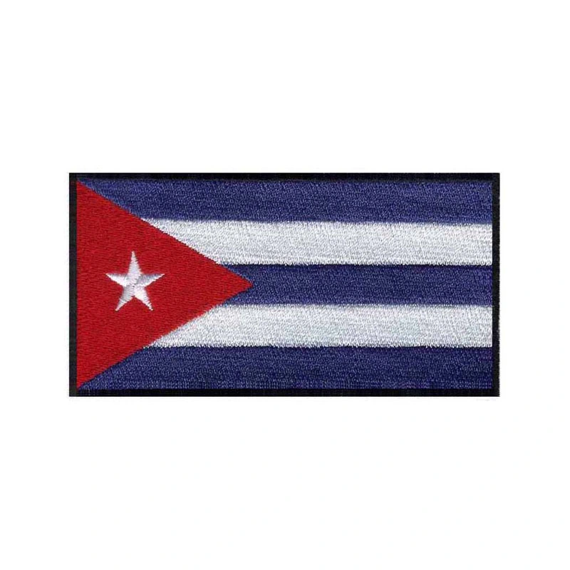 Militar de tejido personalizado bordado Bandera Nacional de Cuba parche tejido