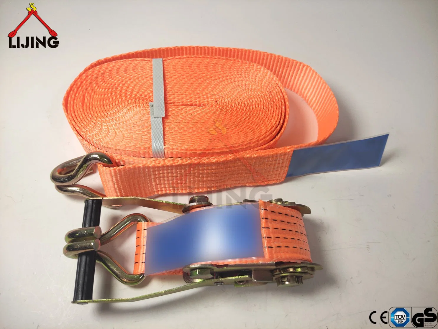 50mm 5t 12m Orange Ratchet Tie Down Cargo Strap with Double J Hook