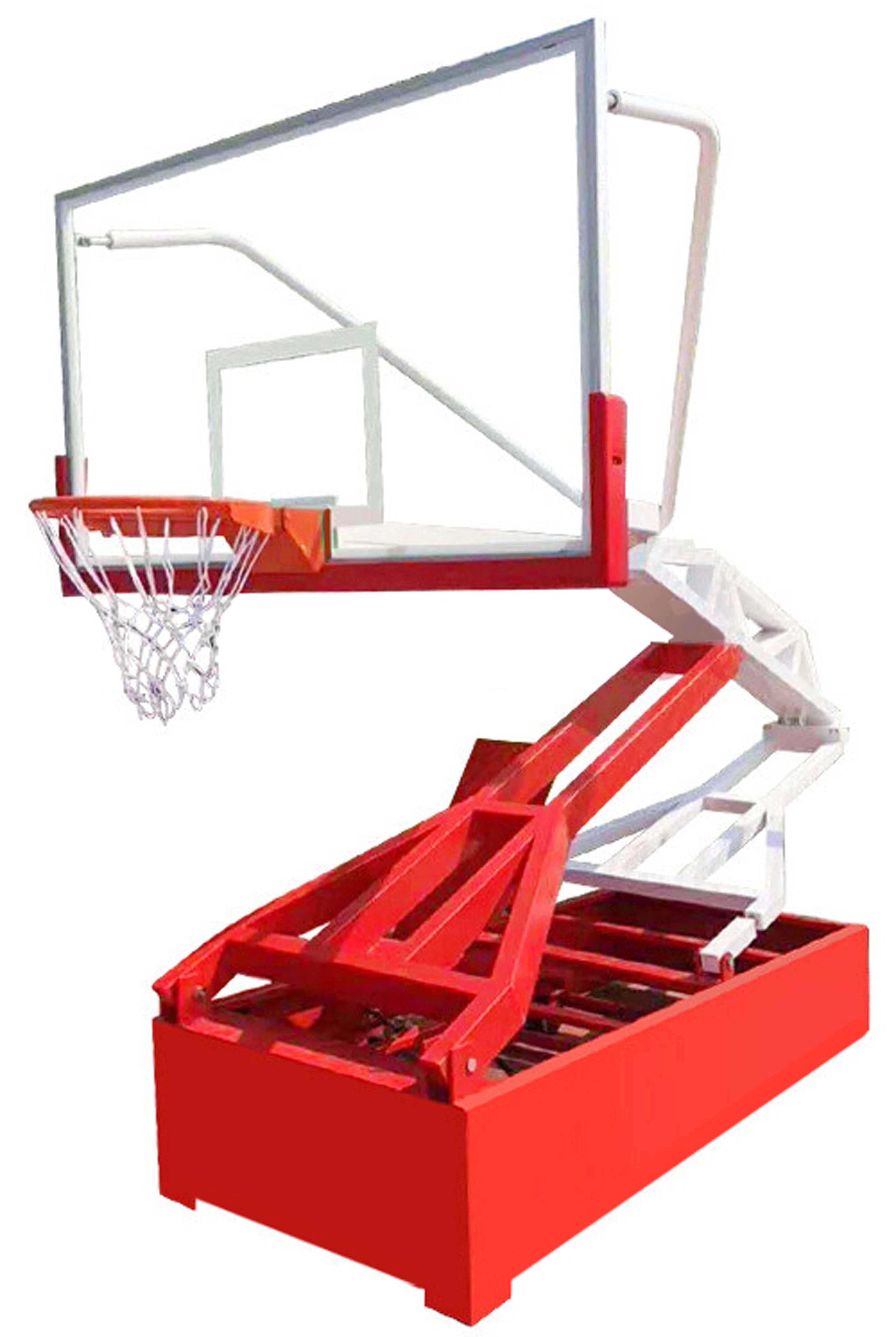 Hidráulico manual 72 Baloncesto Meta/Stand Standard vidrio templado tablero interior/exterior de alta calidad plegable