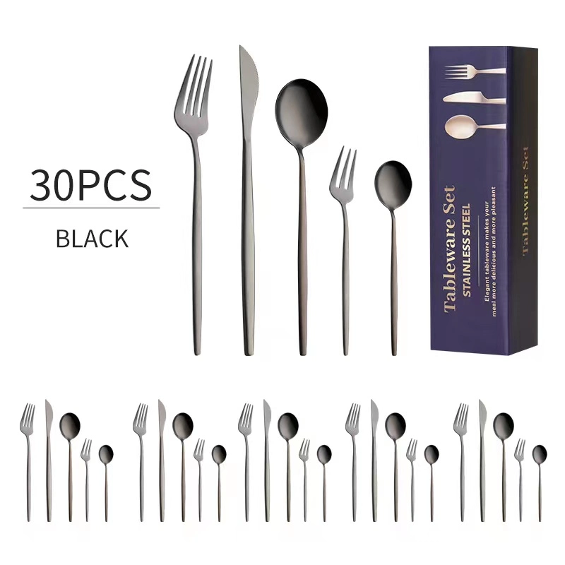 Stainless Steel 30PCS Luxurious Style Cutlery Set Housewares Tableware Kitchenware Knife Fork Spoon Cutlery Set Flatware Set