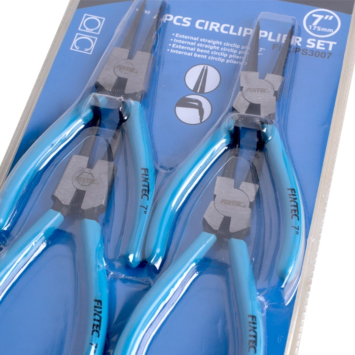 Fixtec 4PCS Circlip Plier Set CRV Professional Hand Tools 7 Inch CRV Snap Ring Circlip Plier Set